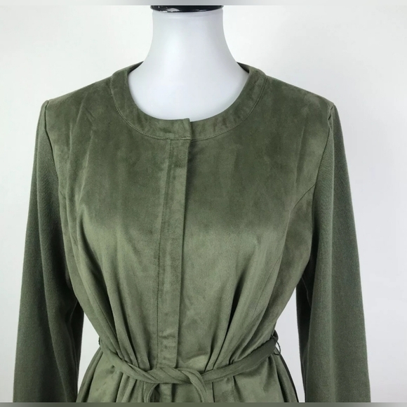 Halston Olive Green Suede Feel Jacket 14 - Picture 3 of 13